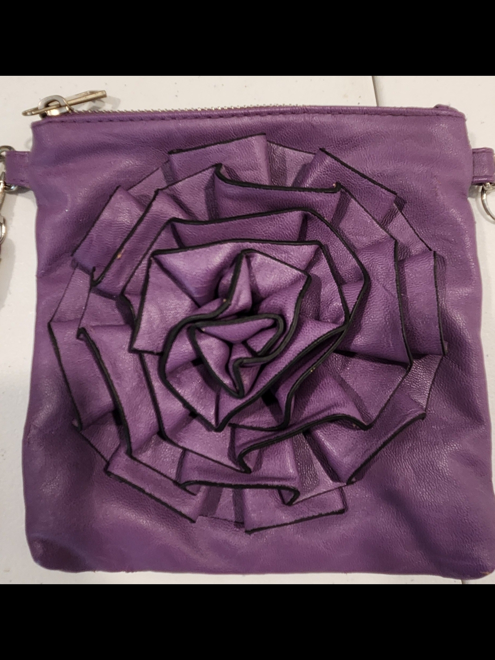 Purple Floral Applique Wristlet Clutch for Women